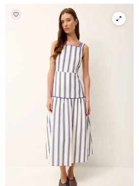 Marie Oliver Jada Dress White and Blue Stripes